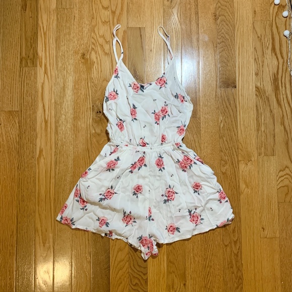 H&M Pants - Rose Patterned White Romper